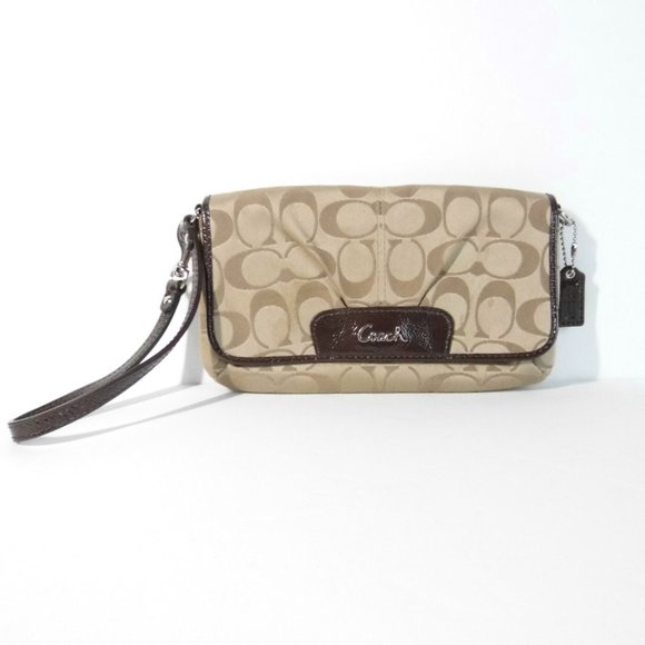 COACH wristlet Jacquard Logo Wallet Purse - Picture 2 of 9